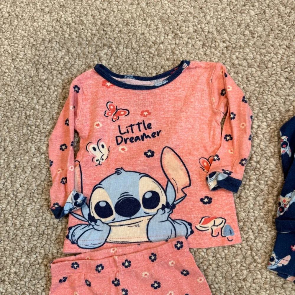 Disney Stitch‎ Pajamas 4 Piece Set Size 12 Months Little Dreamer Girls